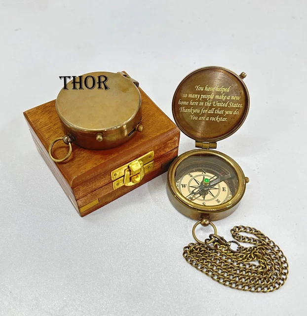 Engraved Brass Devil Compass 2" Quote Memory Present Grandson Birthday Gift Item