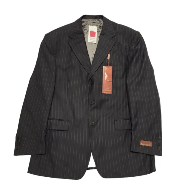 Giacca blazer Marks & Spencer grigio scuro a righe Regno Unito uomo L 42" nuova con etichette BB373