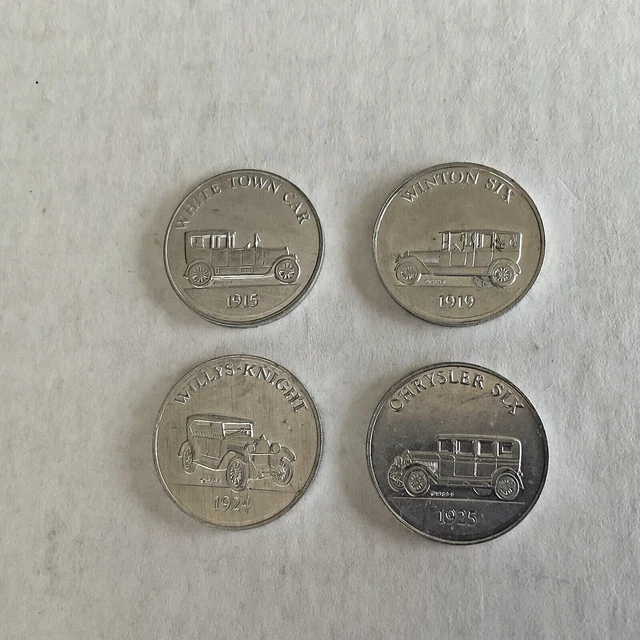 LOT OF 4 tokens~Sunoco DX Antique Car Coin Series 2~1915 1919 1924 1925