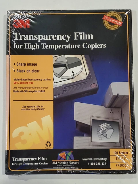 3M Transparency Film PP2950 For High Temp Copiers 100 Sheets 8.5x11 New Sealed
