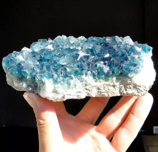 5.9" Green FLUORITE Crystal Cluster - strong blue UV! - Mandrosonoro, Madagascar