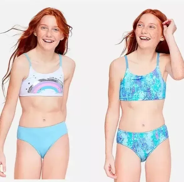 NEW JUSTICE GIRLS Reversible Swimsuit Bikini Sz 10 Swim Wear 2 Pc Rainbow  Suit $24.00 - PicClick