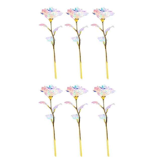 6PC Colorful Luminous Rose Artificial LED Light Flower Unique Gifts For Mother