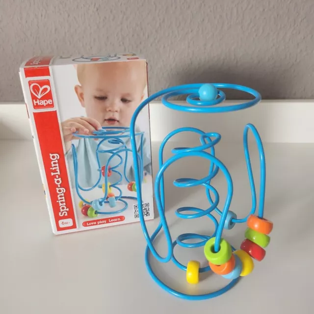 Hape Motorikschleife Spring a Ling Metall, Holz-Kugeln Motorikspielzeug 6M+