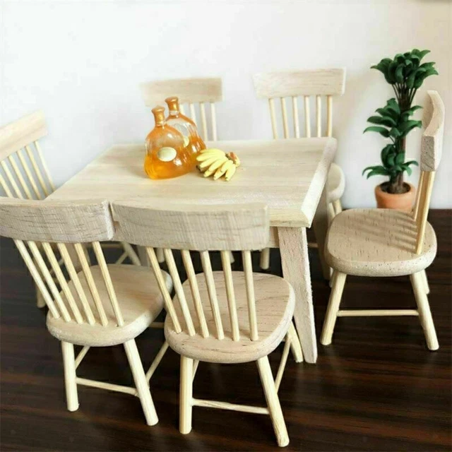 1/12 Puppenhaus-Esszimmer-Set Mit Tisch Und Stühlen – Miniaturmöbel Für Puppenhäuser Oder Dioramen