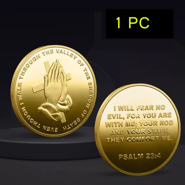 1PC Bible Commemorative Coin Psalms Faith Religion Medal Challenge Gold Coins