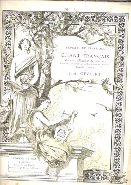 Gevaert. Repertoire Classique Du Chant Francais N°70 Zemire Et Azor Gretry