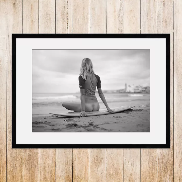 Surfing print - Surfer Girl print - Beautiful surfing print - Gallery Framed