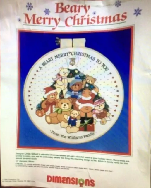 Dimensions Beary Merry Christmas Crewel Embroidery kit by Linda Gillum…