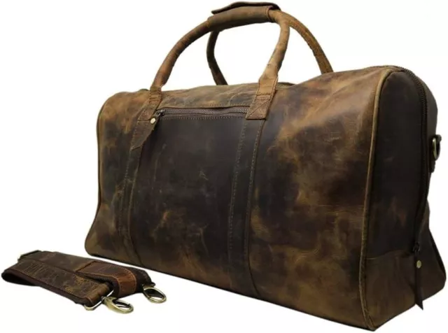 Jaald 20" Buffalo Leather Duffle Bag Travel Carry-On Luggage Overnight Gym We