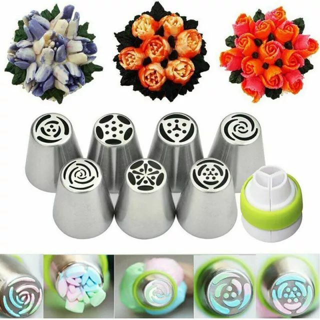 7Pcs Russian Tips Cake Piping Nozzle Leaf Flower Icing Decor Topper Baking Tool