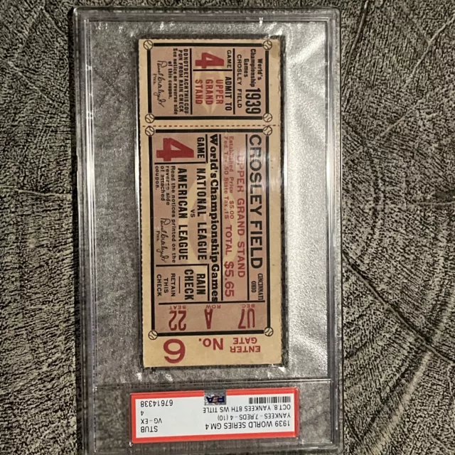 1939 World Series Game 4 Ticket "Yankees Clincher WIN 8TH WS Title" PSA 5 Rare!! 1939 World Series Game 4 Ticket "Yankees Clincher WIN 8TH WS Title" PSA 5 Rare!!