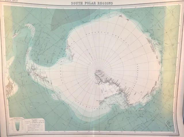 .1922 RARE LARGE MAP of THE SOUTH POLE REGION. GREAT CONDITION.