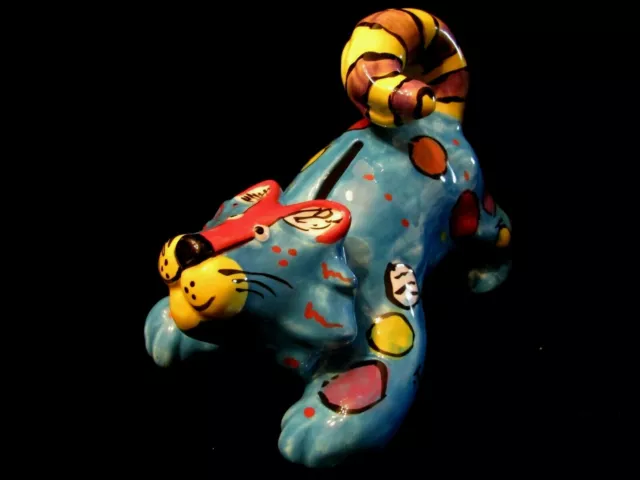 Nice Colorful Ceramic Cat Bank By Ganz "Dottie Dracos"