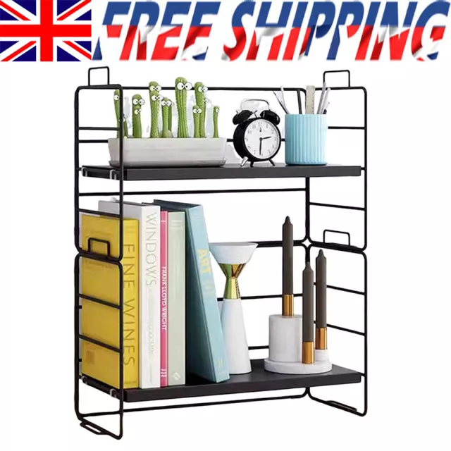 1/2/3Tier Black Shelving Shelves Desktop Racking Storage Tabletop Cosmetics Rack