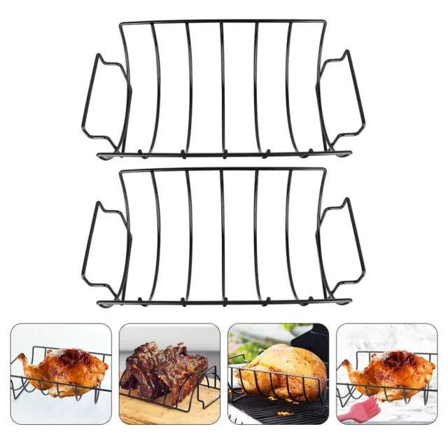 2pcs Grilling Accessories rib cooking rack Toast Brot Rack Loaf Scheibe Halter G