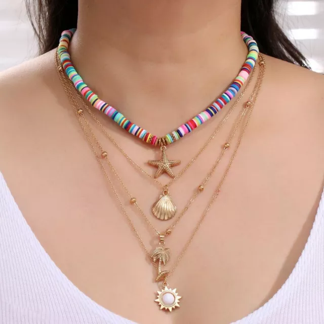 Women Shell Star Necklace Tie Choker Natural Boho Jewelry Gypsy Bohemian Ethnic