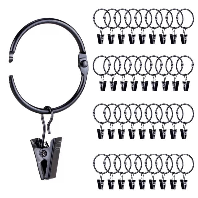 36 Pack Openable Metal Curtain Rings with Clips, Fits Up to 1 Inch Rod, Heavy...