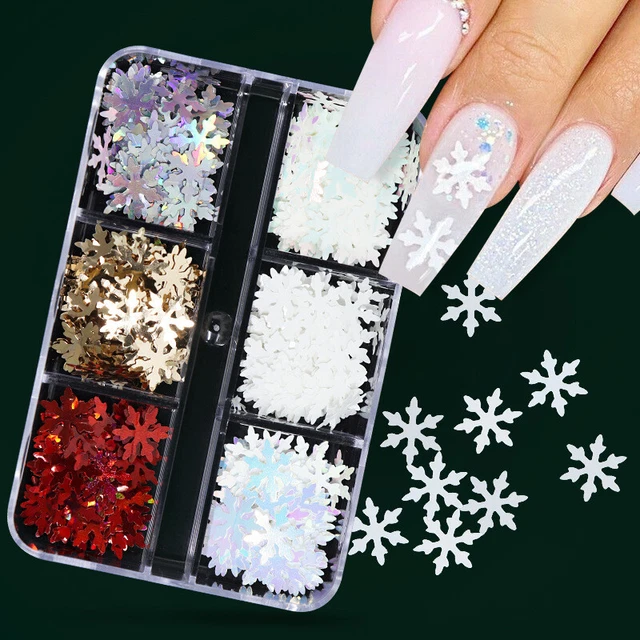 Ongle Paillettes 3D Flocons Laser Tranches de Neige Autocollant Manucure @ ,