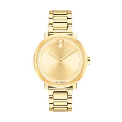 NEW MOVADO BOLD PALE Yellow Gold Ion-Plated Stainless Steel Watch 3600502