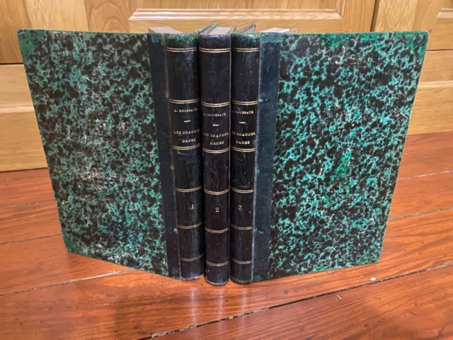 Houssaye Arsène: Les grandes dames en 3 volumes reliés 1868 E. Dentu