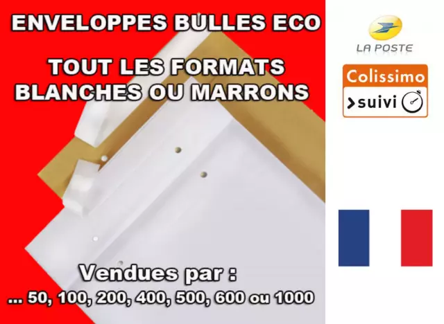 Enveloppes à Bulles ECO Matelassées Rembourrées 11 Formats économique Qualité FR