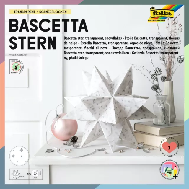 folia Craft Set Bascetta, Made of Transparent White/Silver Snowflakes, 20 x 20 c