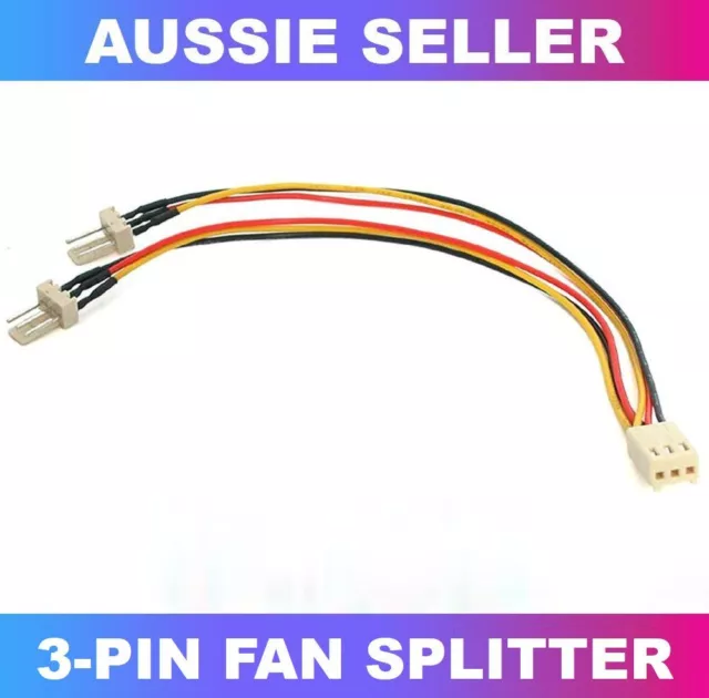 3 Pin PC Case Fan Power Splitter Cable Lead 1 Female to 2 Male Motherboard CPU