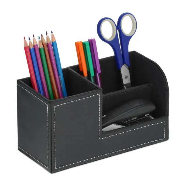 Schreibtisch Organizer Stiftehalter Büro-Organizer Kunstleder Stiftbox 3 Fächer