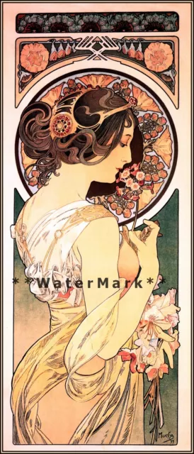 Primrose 1809 Mucha Vintage Poster Print Retro Style Classic Art Nouveau Lady