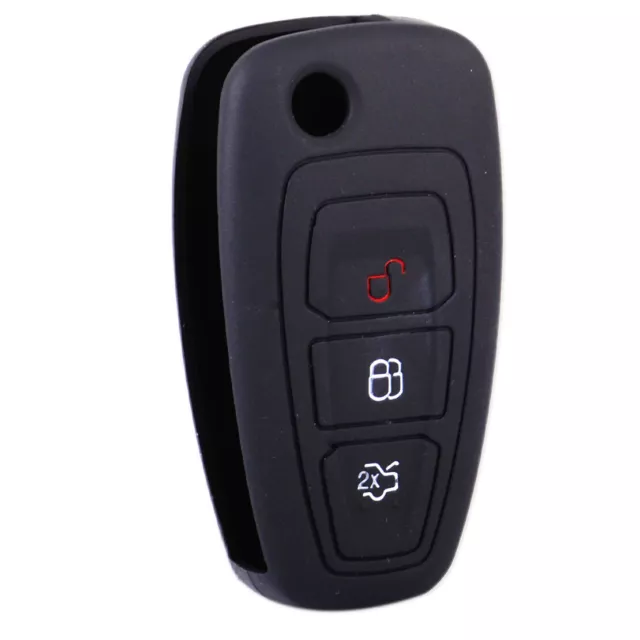 3Button Silicone Flip Key Case Remote Fob Shell for Ford Focus MK3 Mondeo Fiesta