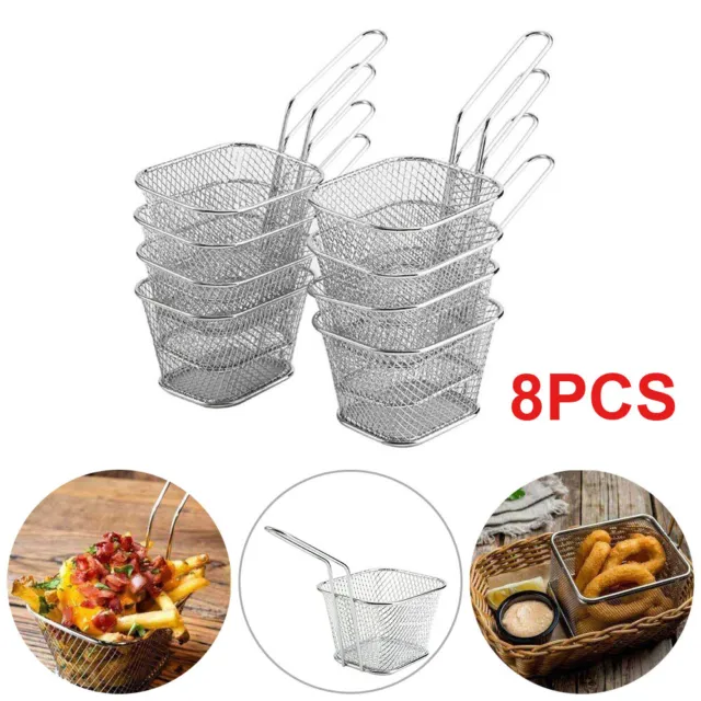 8Pcs Mini Chip Baskets Kitchen Fryer Serving Tray Food Presentation Basket Tool