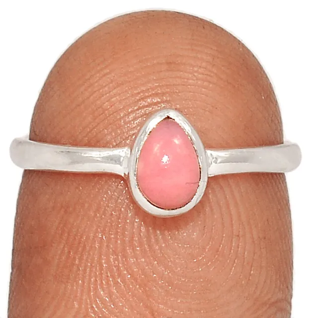 Natural Peruvian Pink Opal 925 Sterling Silver Ring Jewelry s.6.5 CR31928
