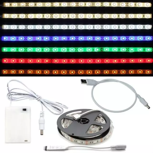 RGB LED Barre de ruban de bande 5V DC Connecteur + USB Câble + Boîte à piles