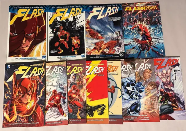 Flash Graphic Novel Lot x12 Rebirth #1-3, Flashpoint, New 52 #1-8 TPB DC Comics