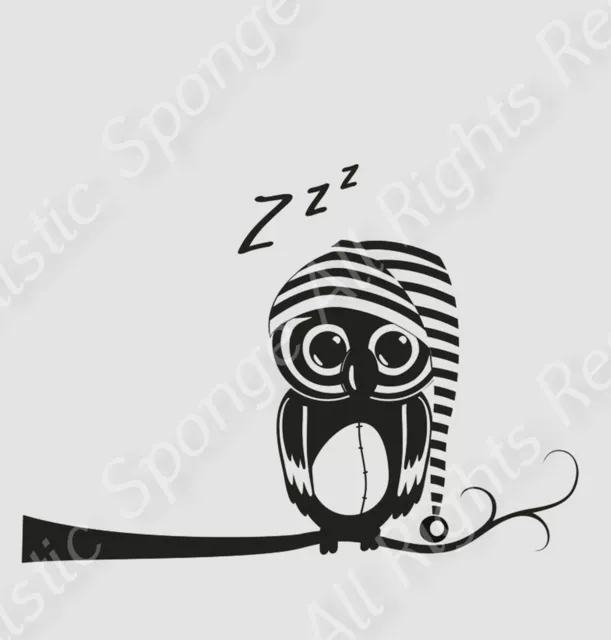 Sleeping OWL ON Branch Kids Room Big Sizes Reusable Stencil Animal / Kids102