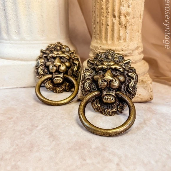 Vintage Bronze Ring Pull Handles - 3.5\" & 4.25\" Center For Cabinets & Drawers