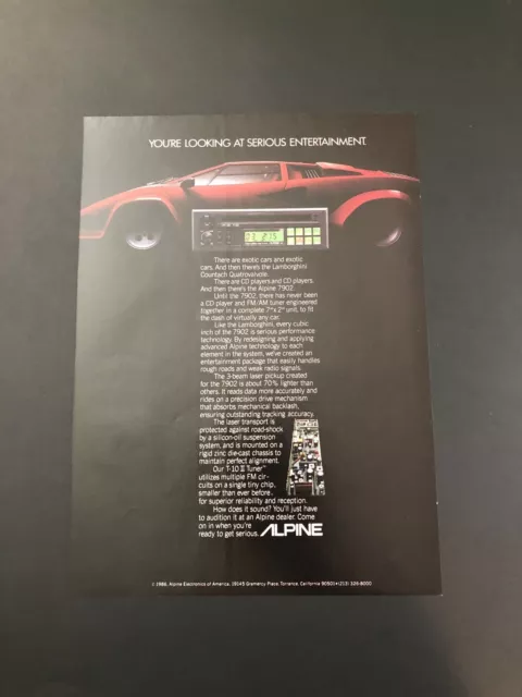 Lamborghini Countach Alpine Vintage Original Print Ad Advertisement Printed A31