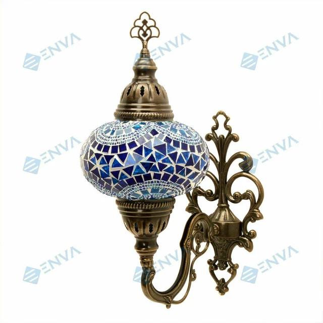 Lampe applique murale turque en mosaïque marocaine multicolore Tiffany grande