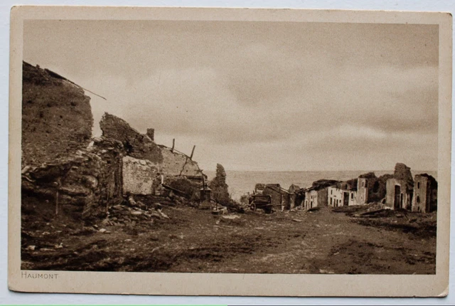 cpa destructions rue principale village Haumont bataille de Verdun 1916