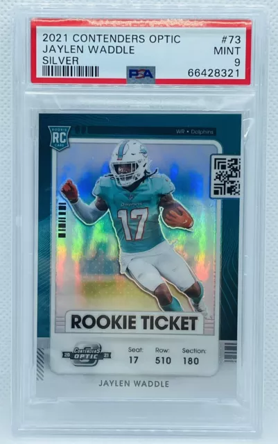 PSA 9 2021 Panini Contenders Optic Jaylen Waddle RC Dolphins 73 Silver Prizm