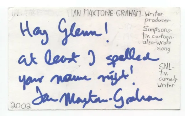 Ian Maxtone Graham Signed 3x5 Index Card Autographed Signature The Simpsons