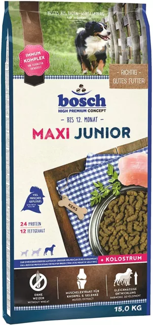 bosch Maxi JUNIOR, Hundetrockenfutter zur GROßER Rassen (ab 25 kg), Pack 15 kg