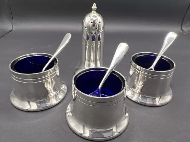 Gewürzset, Cruet Set 7teilig mit Löffeln versilbert England