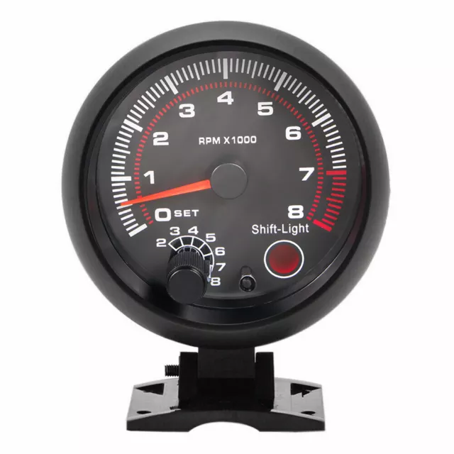 Universal Car Tachometer Tacho Gauge Meter LED Light 0-8000 RPM 12V USA 3.75”