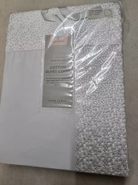 John Lewis & Partners FIONA white duvet cover SUPERKING Soft & Silky 400TC