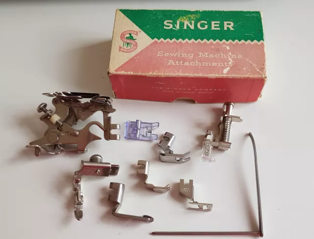 Vintage Singer Sewing Machine Attachments / Accessories with Original Singer Box