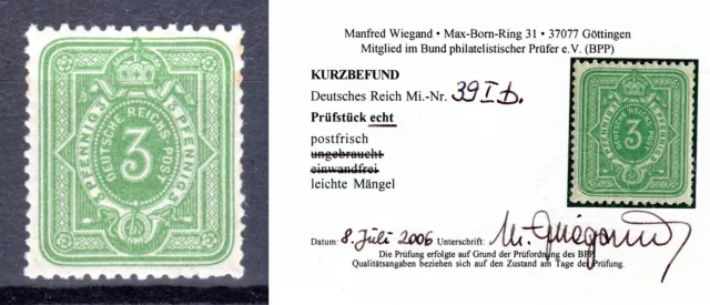 Deutsches Reich DR Mi.39Ib postfrisch geprüft Kurzbefund Wiegand BPP (ex 39-44)