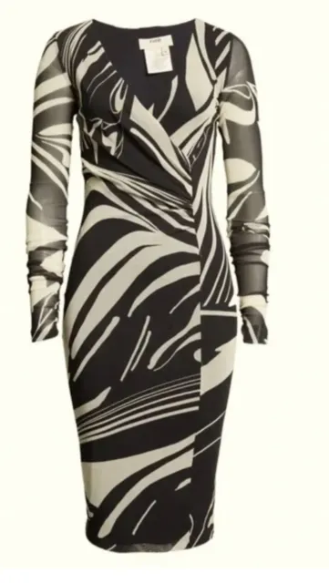 Fuzzi Jean Paul Gaultier stripe zebra graphic animal Abito mesh midi dress S New