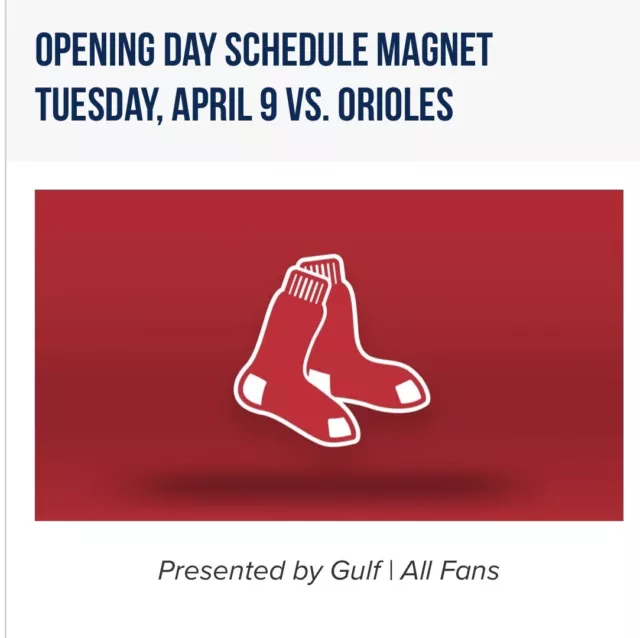 Boston Red Sox 2024 SGA Fenway Park Schedule Magnet Opening Day 4/9/24